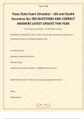Texas State Exam Simulator - Life and Health Insurance ALL 500 QUESTIONS AND CORRECT ANSWERS LATEST UPDATE THIS YEAR