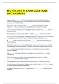 BIO 107 UNIT 11 EXAM QUESTIONS AND ANSWERS