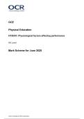 OCR AS Level Physical Education  H155&sol;01&colon; Physiological factors affecting performance   Mark Scheme for June 2025 