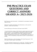 PMI PRACTICE EXAM QUESTIONS AND CORRECT ANSWERS GRADED A&plus;