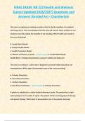 FINAL EXAM&colon; NR 222 Health and Wellness &lbrace;Latest Updated 2026&sol;2027&rcub; Questions and Answers &lpar;Graded A&plus;&rpar; - Chamberlain