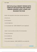 EMT-B Final Exam NEWEST VERSION WITH COMPLETE 600 QUESTIONS AND CORRECT VERIFIED ANSWERS LATEST UPDATE JUST RELEASED THIS YEAR
