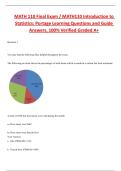 MATH 110 Final Exam &vert; Introduction to Statistics &lpar;Portage Learning&rpar; &vert;Complete Questions and Guide Answers&comma; 100&percnt; Verified Graded A&plus;&vert;Latest 2026 Update