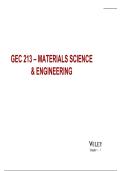 GEC 213 &ndash; MATERIALS SCIENCE & ENGINEERING
