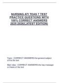 NURSING ATI TEAS 7 TEST  PRACTICE QUESTIONS WITH  100&percnt; CORRECT ANSWERS  2025-2026&lpar;LATEST EDITION&rpar; 