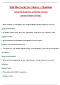 SOS Mechanic Certificate &ndash; Electrical &vert;&lpar;Latest 2026 Update&rpar; Complete Questions and Guide Answers&comma; 100&percnt; Verified Graded A&plus;