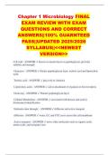 Chapter 1 Microbiology FINAL EXAM REVIEW WITH EXAM QUESTIONS AND CORRECT ANSWERS&vert;&vert;100&percnt; GUARNTEED PASS&vert;&vert;UPDATED 2025&sol;2026 SYLLABUS&vert;&vert;<<NEWEST VERSION>>