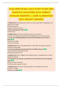 Dubai RERA Broker Exam STUDY GUIDE 2026  COMPLETE QUESTIONS WITH CORRECT  DETAILED ANSWERS &vert;&vert; 100&percnt; GUARANTEED  PASS <RECENT VERSION> 