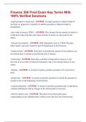 Finance 300 Final Exam Key Terms With  100&percnt; Verified Solutions