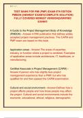 TEST BANK FOR PMI &lpar;PMP&rpar; EXAM 6TH EDITION  PMBOK &vert;&vert;NEWEST EXAM&excl;&excl;&lpar;COMPLETE SOLUTION&rpar;  FULLY COVERED NEWEST VERSION&vert;&vert;VERIFIED  EXAM&excl;&excl;&excl; 