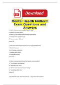 Mental Health Midterm Exam Questions and Answers