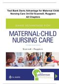 Test Bank For Davis Advantage for Maternal-Child Nursing Care 3rd Edition By Meredith Scannell &vert; &vert; 9781719640985 &vert; Chapter 1-33 &vert; Complete Questions And Answers A&plus;