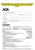 AQA GCSE HISTORY Paper 1 Section B&sol;A&colon; Conflict and tension&colon; the First  World War&comma; 1894&ndash;1918 UPDATED ACTUAL Questions and CORRECT  Answers