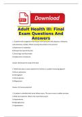 Adult Health III&colon; Final Exam Questions And Answers &vert;Latest 2026 &vert; Guaranteed Pass
