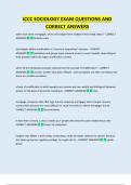 ICCC SOCIOLOGY EXAM QUESTIONS AND  CORRECT ANSWERS