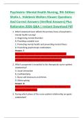 Psychiatric&ndash;Mental Health Nursing&comma; 9th Edition  Sheila L&period; Videbeck Wolters Kluwer Questions  And Correct Answers &lpar;Verified Answers&rpar; Plus  Rationales 2026 Q&A &vert; Instant Download Pdf 