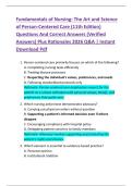 Fundamentals of Nursing&colon; The Art and Science  of Person-Centered Care &lpar;11th Edition&rpar;  Questions And Correct Answers &lpar;Verified  Answers&rpar; Plus Rationales 2026 Q&A &vert; Instant  Download Pdf 