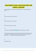 HUM GROWTH FINAL EXAM QUESTIONS AND  CORRECT ANSWERS