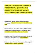 TURF AND LANDSCAPE 3&period;0 EXAM WITH CORRECT ACTUAL QUESTIONS AND CORRECTLY WELL DEFINED ANSWERS LATEST ALREADY GRADED A&plus; 2025 &ndash; 2026