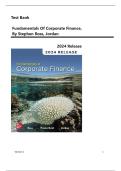 Test Bank for Fundamentals of Corporate Finance&comma; 2024 Release by Stephen Ross&comma; Jordan&comma; All Chapters Covered&vert;&vert; Newest Guide A&plus;