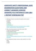 ASSOCIATE SAFETY PROFESSIONAL &lpar;ASP&rpar;  EXAMINATION QUESTIONS AND  CORRECT ANSWERS &lpar;VERIFIED  ANSWERS&rpar; PLUS RATIONALES 2026 Q&A  &vert; INSTANT DOWNLOAD PDF