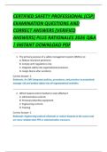 CERTIFIED SAFETY PROFESSIONAL &lpar;CSP&rpar;  EXAMINATION QUESTIONS AND  CORRECT ANSWERS &lpar;VERIFIED  ANSWERS&rpar; PLUS RATIONALES 2026 Q&A  &vert; INSTANT DOWNLOAD PDF 