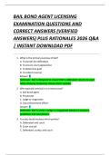 BAIL BOND AGENT LICENSING  EXAMINATION QUESTIONS AND  CORRECT ANSWERS &lpar;VERIFIED  ANSWERS&rpar; PLUS RATIONALES 2026 Q&A  &vert; INSTANT DOWNLOAD PDF
