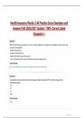 Health Insurance Florida 2-40 Practice Exam Questions and  Answers &vert;Fall 2026&sol;2027 Update &vert; 100&percnt; Correct Latest  &lpar;Graded A&plus;&rpar;