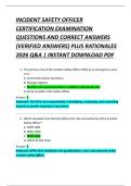 INCIDENT SAFETY OFFICER  CERTIFICATION EXAMINATION  QUESTIONS AND CORRECT ANSWERS  &lpar;VERIFIED ANSWERS&rpar; PLUS RATIONALES  2026 Q&A &vert; INSTANT DOWNLOAD PDF 