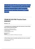  CRAM NCLEX-PN Nursing Practice Exam 2026&lowbar;2027 &lowbar; Comprehensive NCLEX-PN&reg; Practice Examination with Complete Questions & Verified Answers &lowbar; Latest Version-1&period;pdf