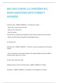 BIO 1A03 THEME 1&plus;2 &lpar;MIDTERM -1&rpar; EXAM QUESTIONS WITH CORRECT ANSWERS