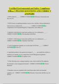 Certified Environmental and Safety Compliance  Officer UPDATED QUESTIONS AND CORRECT  ANSWERS