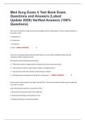 Med Surg Exam 4 Test Bank Exam Questions and Answers &lpar;Latest Update 2026&rpar; Verified Answers &lpar;100&percnt; Questions&rpar;