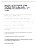 NLN RN PRE-ENTRANCE EXAM THIRD EDITION Verbal Ability I from the Red Book Created October 23&comma;