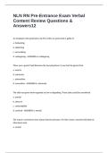 NLN RN Pre-Entrance Exam Verbal Content Review Questions & Answers