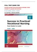 FULL TEST BANK FOR SUCCESS IN PRACTICAL&sol;VOCATIONAL NURSING&colon; FROM STUDENT TO LEADER 10TH EDITION BY LISA CARROLL&comma; JANYCE L&period; COLLIER  ALL CHAPTERS &vert; VERIFIED ANSWERS 