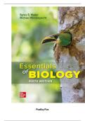TEST BANK FOR Essentials of Biology 6th Edition by Sylvia S&period; Mader&comma; Michael Windelspecht ISBN&colon; 978-1260087321 COMPLETE GUIDE ALL CHAPTERS COVERED 100&percnt; VERIFIED A&plus; GRADE ASSURED&excl;&excl;&excl;&excl;NEW LATEST UPDATE&excl;&excl;&excl;&excl;