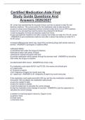 Certified Medication Aide Final  Study Guide Questions And  Answers 2026&sol;2027 