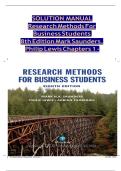 Solution Manual for Research Methods for Business Students &ndash; 8th Edition by Mark Saunders&comma; Philip Lewis & Adrian Thornhill &ndash; Complete Answers and Explanations