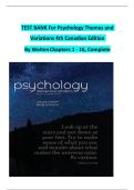 Psychology Themes and Variations&comma; 4th Canadian Edition TEST BANK By Weiten&comma; Verified Chapters 1 - 16&comma; Complete Newest Version ISBN&colon;9780176531713