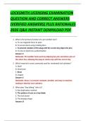 LOCKSMITH LICENSING EXAMINATION  QUESTION AND CORRECT ANSWERS  &lpar;VERIFIED ANSWERS&rpar; PLUS RATIONALES  2026 Q&A INSTANT DOWNLOAD PDF 