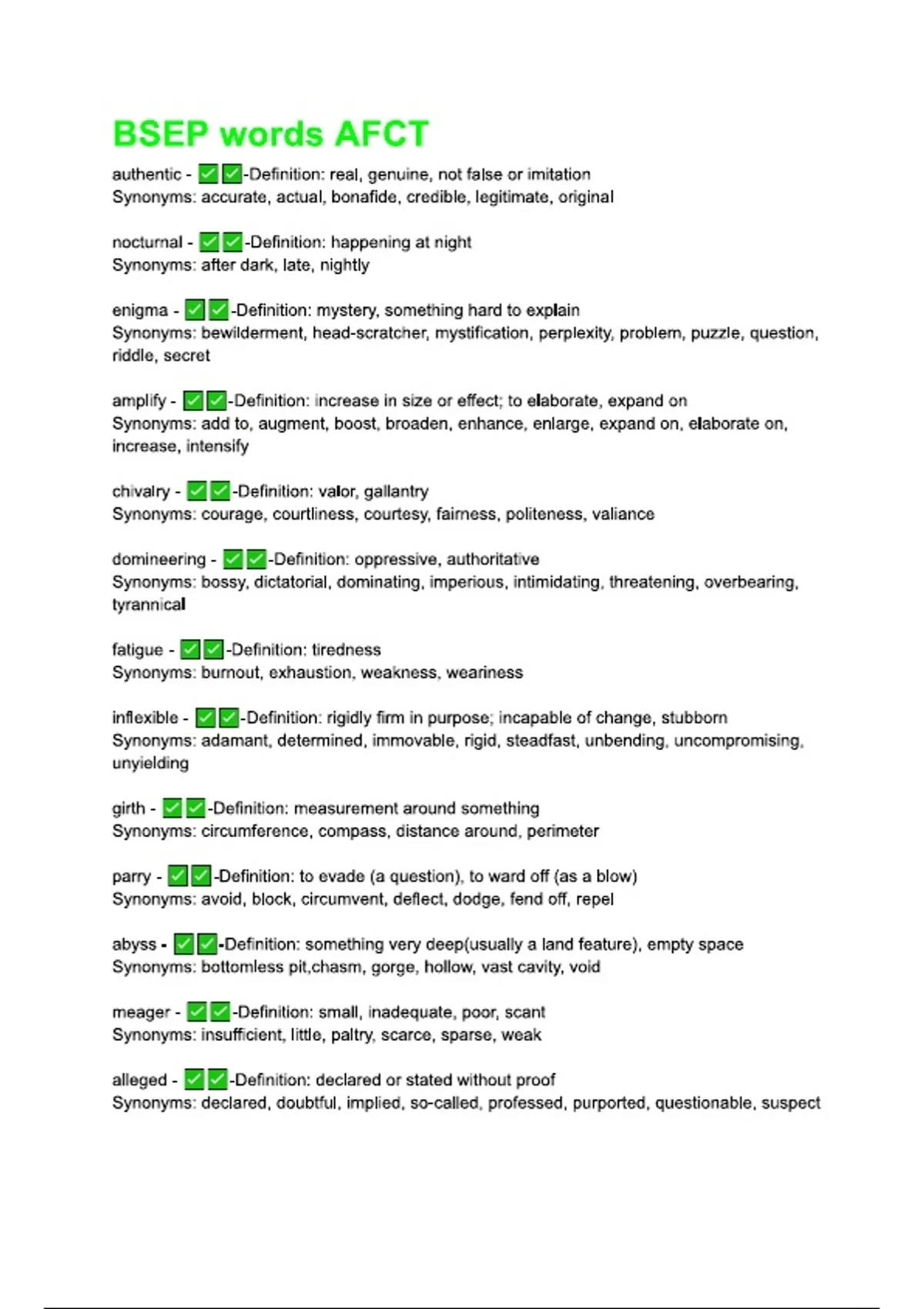 Bsep Form BSEP Words AFCT Questions Exam Elaborations 2026/ 2027 Study Materials ...