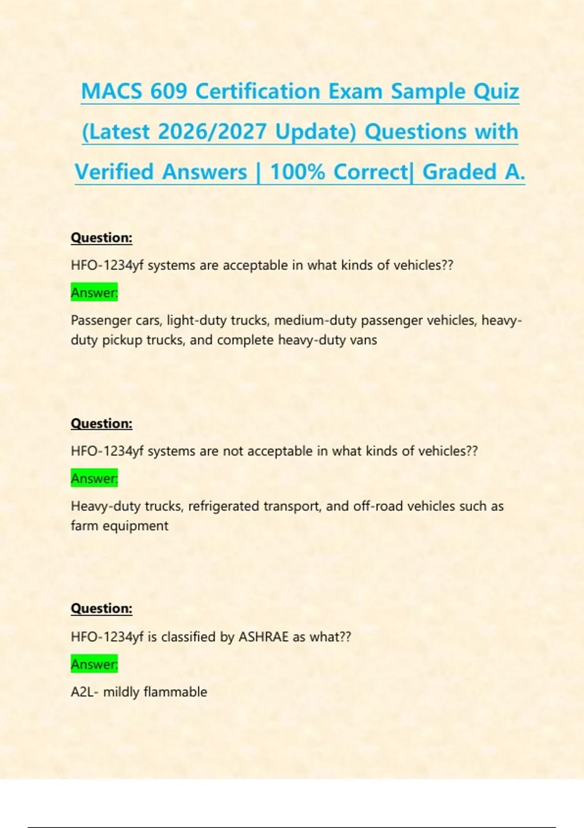 MACS 609 Certification Exam Sample Quiz (Latest 2026/2027 Update ...