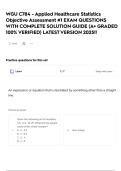 WGU C784 - Applied Healthcare Statistics Objective Assessment &num;1 EXAM QUESTIONS WITH COMPLETE SOLUTION GUIDE &lpar;A&plus; GRADED 100&percnt; VERIFIED&rpar; LATEST VERSION 2025&excl;&excl;