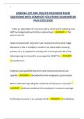ARIZONA LIFE AND HEALTH INSURANCE EXAM QUESTIONS WITH COMPLETE SOLUTIONS GUARANTEED PASS 2025&sol;2026