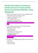 Michigan Public Adjuster Licensing Exam  Questions And Correct Answers &lpar;Verified  Answers&rpar; Plus Rationales 2026 Q&A &vert; Instant  Download Pdf 