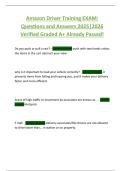 Amazon Driver Training EXAM&colon;  Questions and Answers 2025&vert;2026  Verified Graded A&plus; Already Passed&excl;