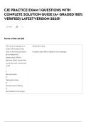CJE PRACTICE EXAM 1  QUESTIONS WITH COMPLETE SOLUTION GUIDE &lpar;A&plus; GRADED 100&percnt; VERIFIED&rpar; LATEST VERSION 2025&excl;&excl;