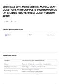 Edexcel AS Level Maths Statistics ACTUAL EXAM QUESTIONS WITH COMPLETE SOLUTION GUIDE &lpar;A&plus; GRADED 100&percnt; VERIFIED&rpar; LATEST VERSION 2025&excl;&excl;