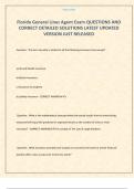 Florida General Lines Agent Exam &ndash; Latest Updated Version with Correct Detailed Solutions